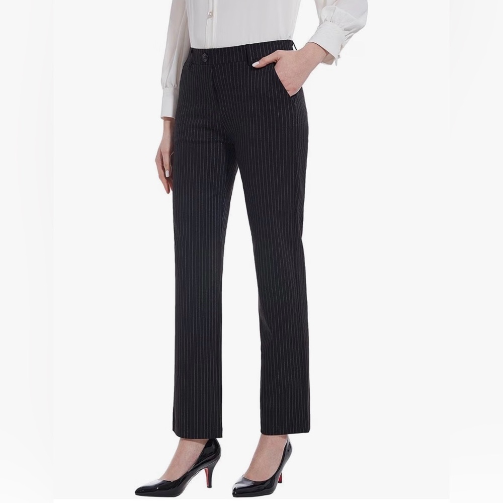 TAPATA Black Pinstripe Stretch Dress Pants Size L 26” Petite
